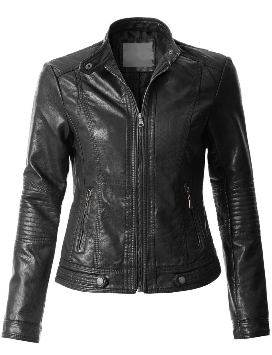 Koza Leathers Women's Real Lambskin Leather Bomber Jacket KW303 featuring high-quality leather, satin lining, and stylish bomber design.